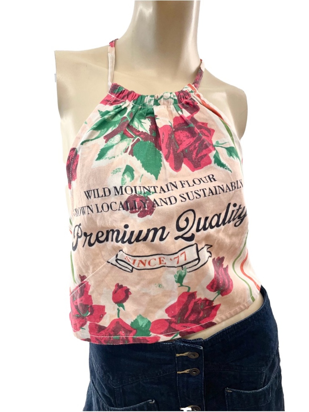 Maeve-  Floral Halter Camisole - Pink, Red & Green- M
